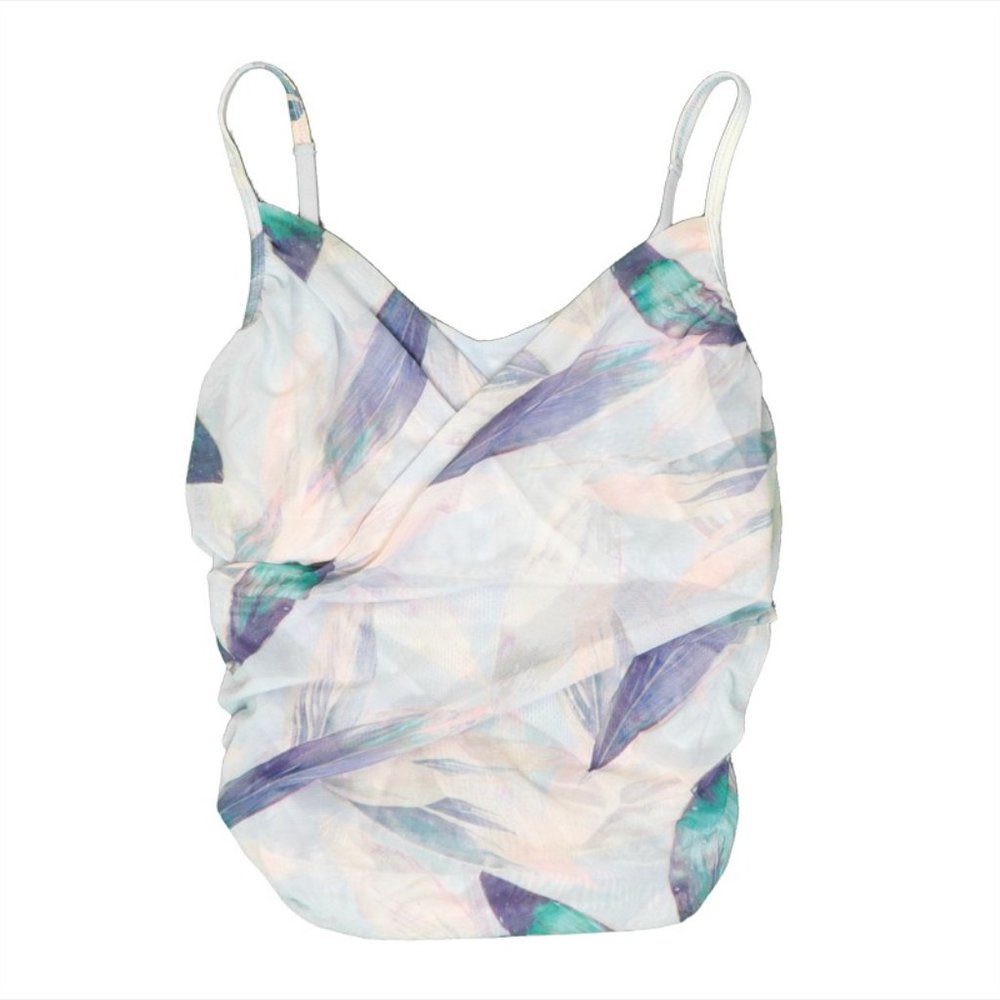 Fabletics -  Mesh Floral Pattern Sports Bra - Blue/Pink - M